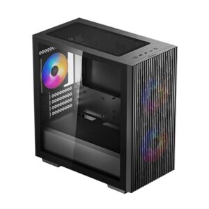 DEEPCOOL MATREXX 40 3FS Mini-ITX/Micro-ATX Motherboard Support Side Tempered Glass, ABS with 3 x 120 mm LED Fan Pre-Installed Mid Tower Computer Case I Gaming Cabinet (Black)