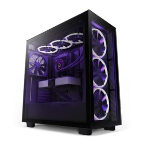 NZXT H7 Elite ATX Mid-Tower Computer Case/ Gaming Cabinet - Black | Support - Mini-ITX, Micro-ATX, ATX, and EATX | Pre-Installed 3 x 140 mm RGB Front Fans and 1 x 140 mm Rear Fan - CM-H71EB-01