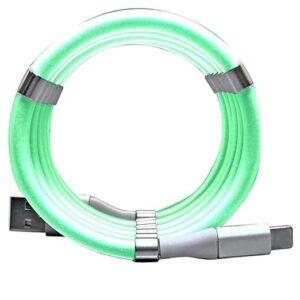 Crysendo Supercalla Self Winding Magnetic 3ft Data Cable/USB Charging Cable with 2.4A Fast Charging Technology Magic Rope (3ft Type C, Green)