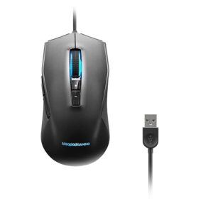 Lenovo Ideapad M100 Ergonomic, Ambidextrous USB RGB Gaming Mouse with Micro Switches with 10M Clicks Lifecycle, On-The-Fly DPI Upto 3200 DPI, 7 Button, 7 Colors in Cycle LED