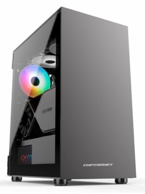 CHIPTRONEX NXT2 Silent Grey Mid Tower ATX Gaming Computer case|1x120 mm ARGB auto Running Fan, Metal Body, Tempered Glass Computer case, pc Cabinet, RGB Light, MATX MITX Support (case Without SMPS)