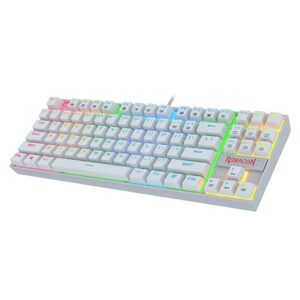 Redragon K552W-RGB 60% Mechanical Gaming Keyboard Compact 87 Key Mechanical Computer Keyboard KUMARA USB Wired Cherry MX Blue Equivalent Switches for Windows PC Gamers (White RGB Backlit)