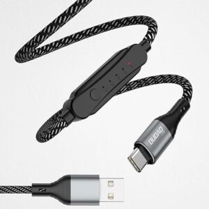 DUDAO L7XS 5A USB A To Type C Cable 1 Meter/3.3F Pre-Set Power Cut off Cable, Fast Charging & Data Sync Type C Cable with Auto Cut Feature Tough & Unbreakable Braided Nylon Cable Compatible with Samsung Galaxy S10 S20 LG G6 Moto Z2 V30, Vivo, Realme, One Plus, Mi All Type-C Devices