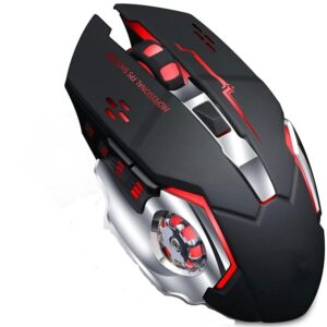 COOLCOLD T-Wolf Wireless Mouse, Gaming Mouse, Rechargeable 2.4Ghz RGB Lights, Gaming Mice, Upto 2400 DPI LED Backlight 6 Button, 4 Color Breathing Lights, Wireless Distance-10m ( Black )
