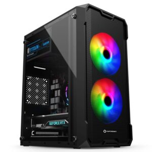 CHIPTRONEX Z810 Micro ATX Gaming Cabinet Tempered Glass, Acrylic USB 3.0 Gaming Case, Computer Case, Cabinet for PC, PC Cabinet, RGB Light, MATX MITX Motherboard Support Case Without SMPS (Black)