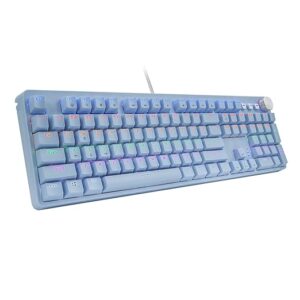 Mechanical Gaming Keyboard, USB Wired with Blue Switches, Rainbow LED Backlit, 108 Keys for PC