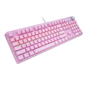 Mechanical Gaming Keyboard, USB Wired with Red Switches, Rainbow LED Backlit, 108 Keys for PC