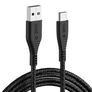 boAt Type C A325 Tangle-free, Sturdy Type C Cable with 3A Rapid Charging & 480mbps Data Transmission(Black)