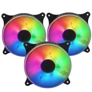 RiaTech 3 Pack RGB LED Series 120mm Case Fan for Computer Case, Unique Ultra Quiet Long Life Gaming PC Cooling Fan - RGB 4Pin Molex connector