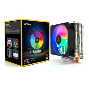 Ant Esports ICE-C200 CPU Cooler/CPU Fan with Rainbow LED Fan | Support - Intel LGA1150, LGA1151, LGA1155, LGA1156, LGA1200, LGA1700 & AMD FM1, FM2, AM2, AM3, AM4