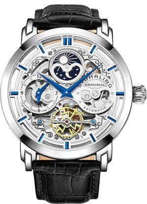 Stuhrling Original Luxury Analog Men's Watch (Silver Dial Black Colored Strap)